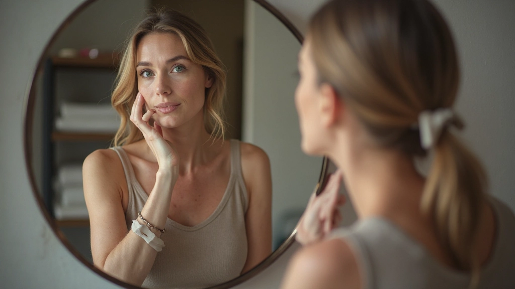 Persoon die in een spiegel naar zichzelf kijkt en zich bewust wordt van eigen emoties